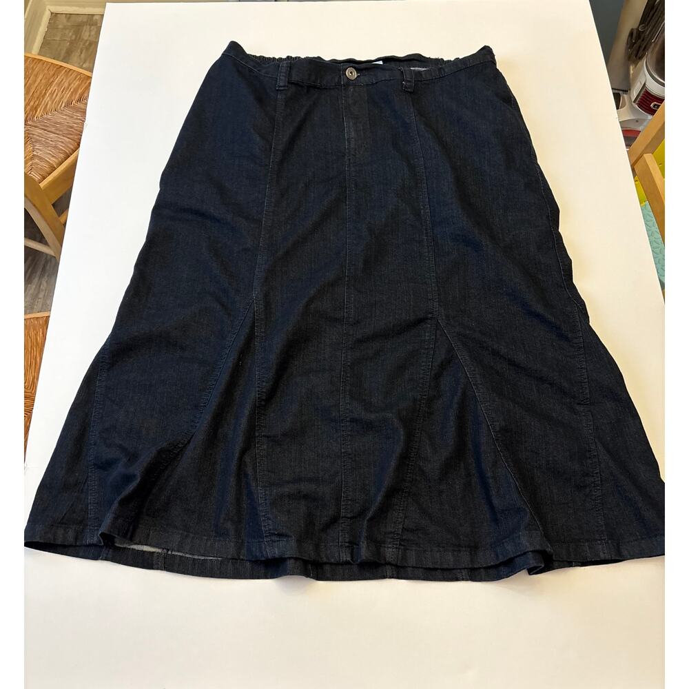 Liz & Me Denim Maxi Skirt Womens 20W Dark Wash Modest Long No Slit Cotton